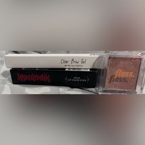 *NWT LOT*FLOSS HIGHLIGHTER, REINA REBELDE bold lip color stick, WING ME brow gel